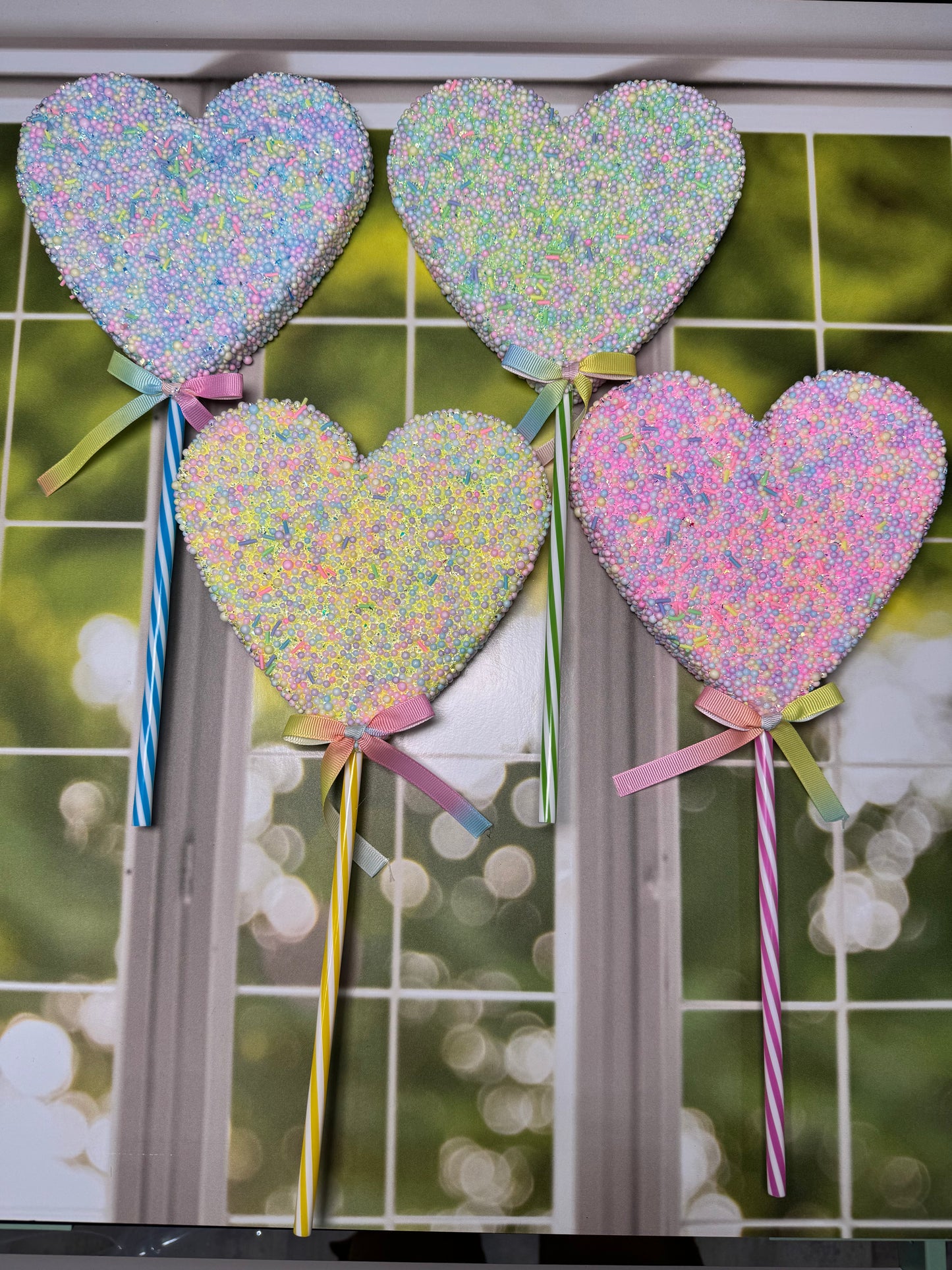 13.5 IN HEART SPRAY COLORS SET of 4 - Burlap and Bling Decor