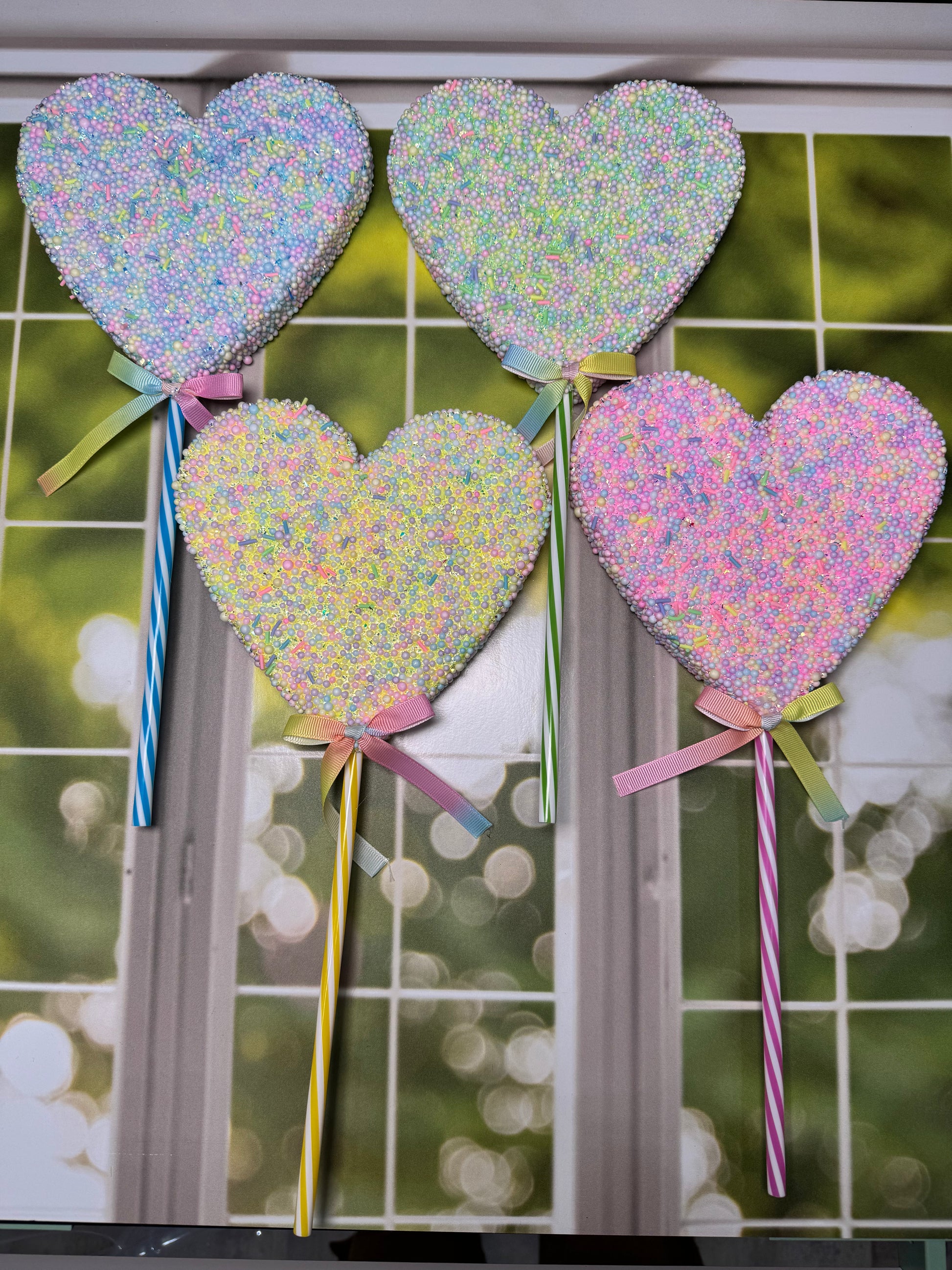13.5 IN HEART SPRAY COLORS SET of 4 - Burlap and Bling Decor