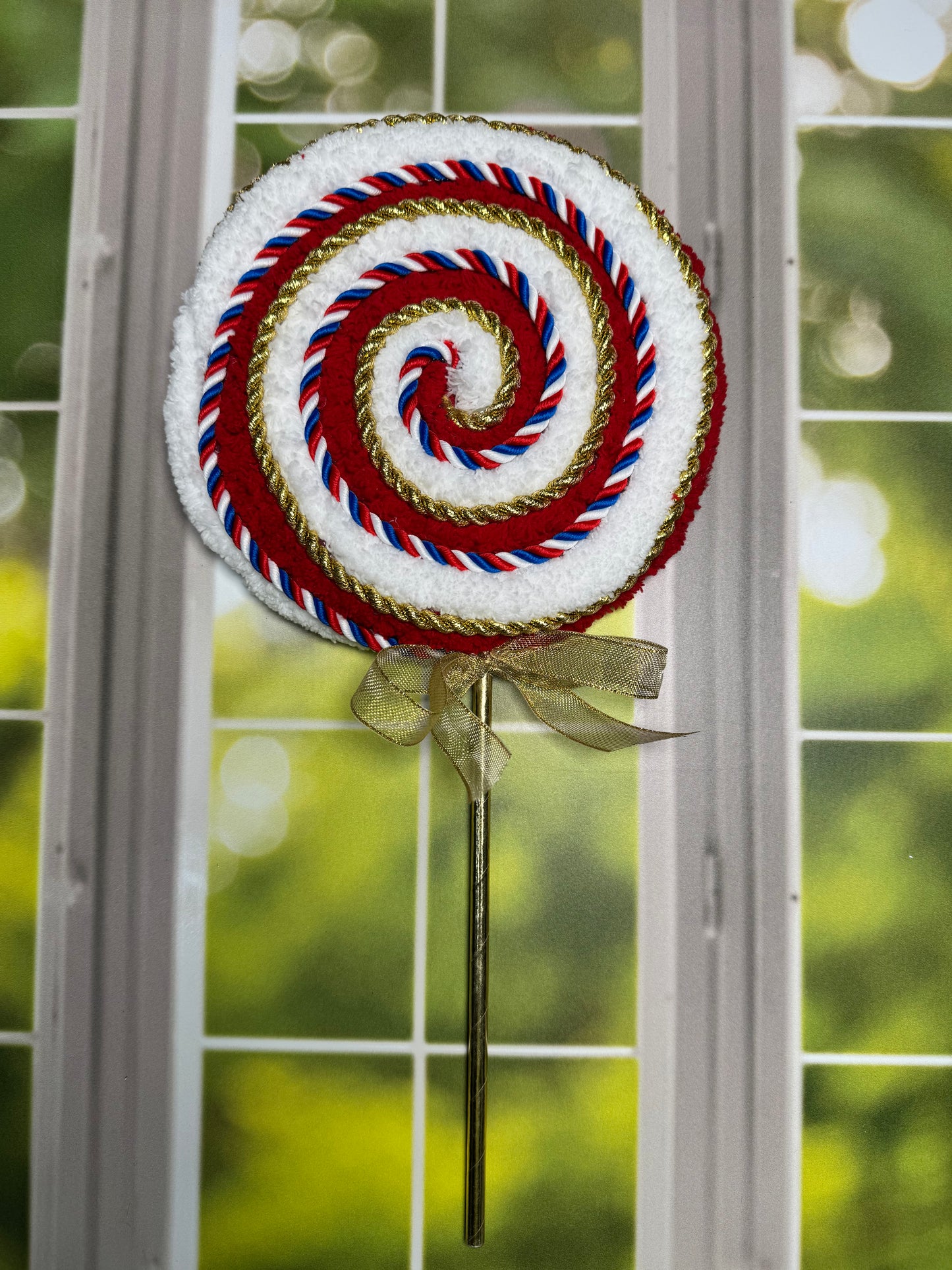 Patriotic Lollipops Gold Trim - Burlap and Bling Decor