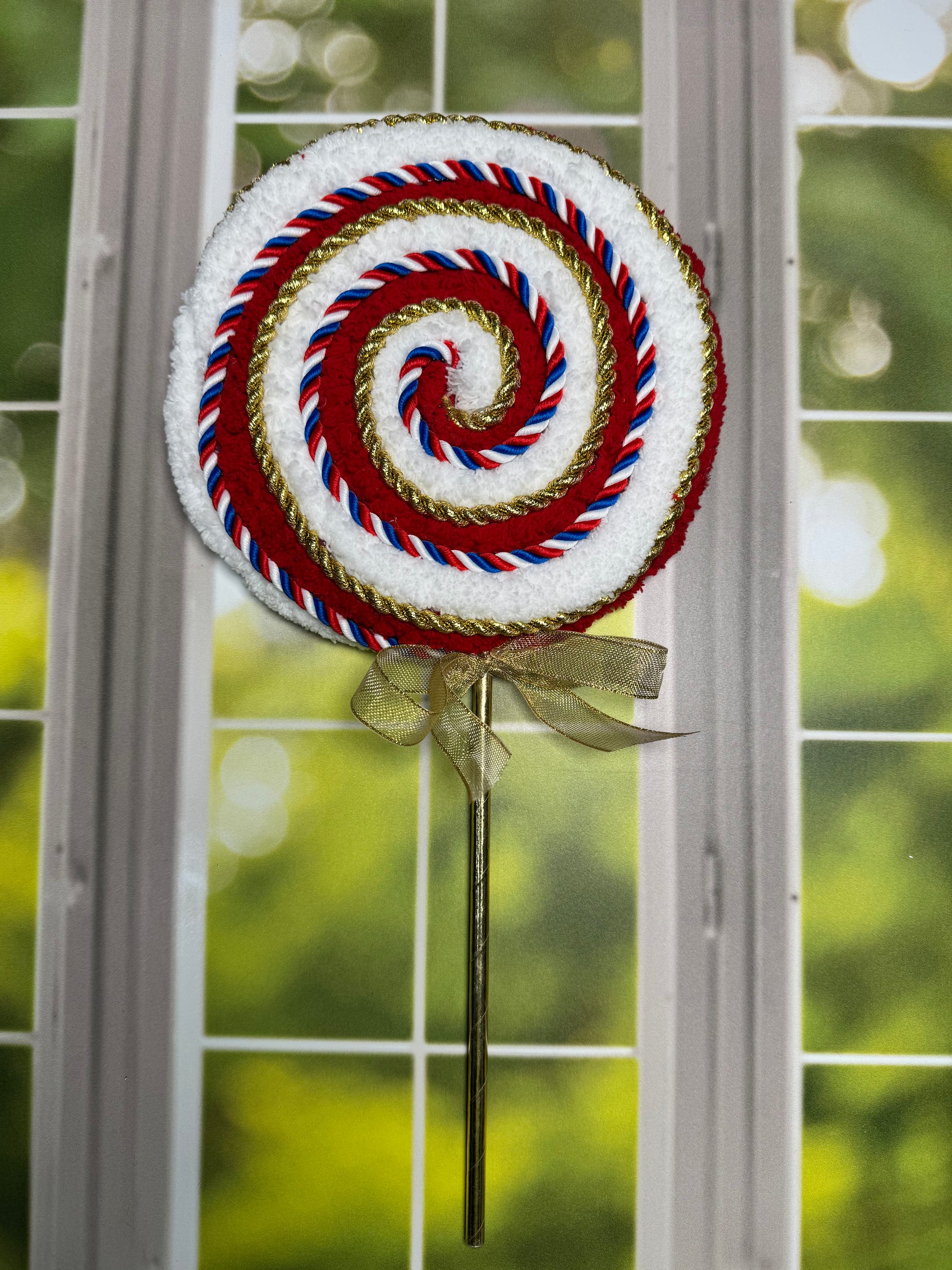 Patriotic Lollipops Gold Trim - Burlap and Bling Decor