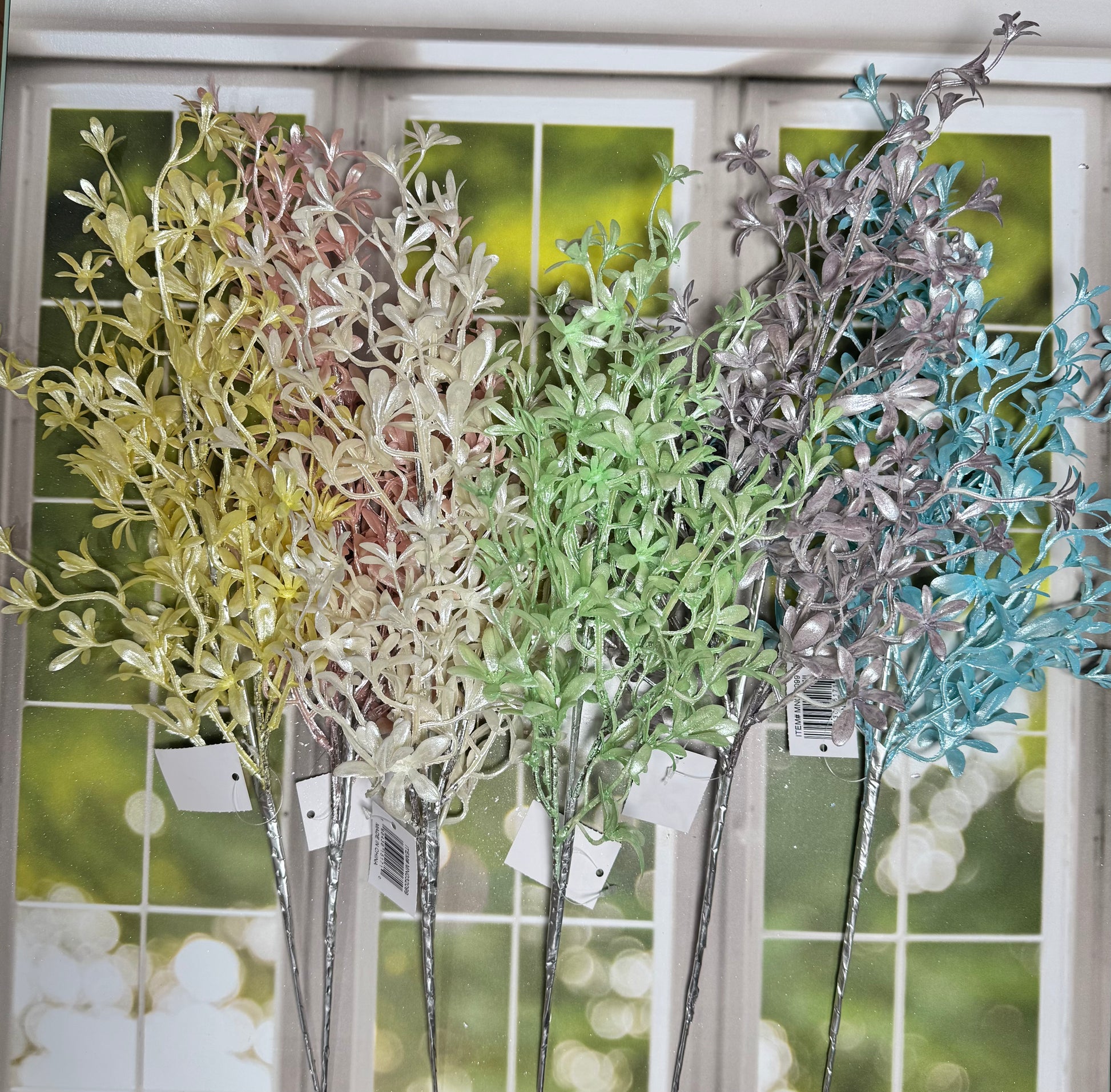 26"L PEARL TWEEDIA SPRAY 6 ASST COLORS - Burlap and Bling Decor