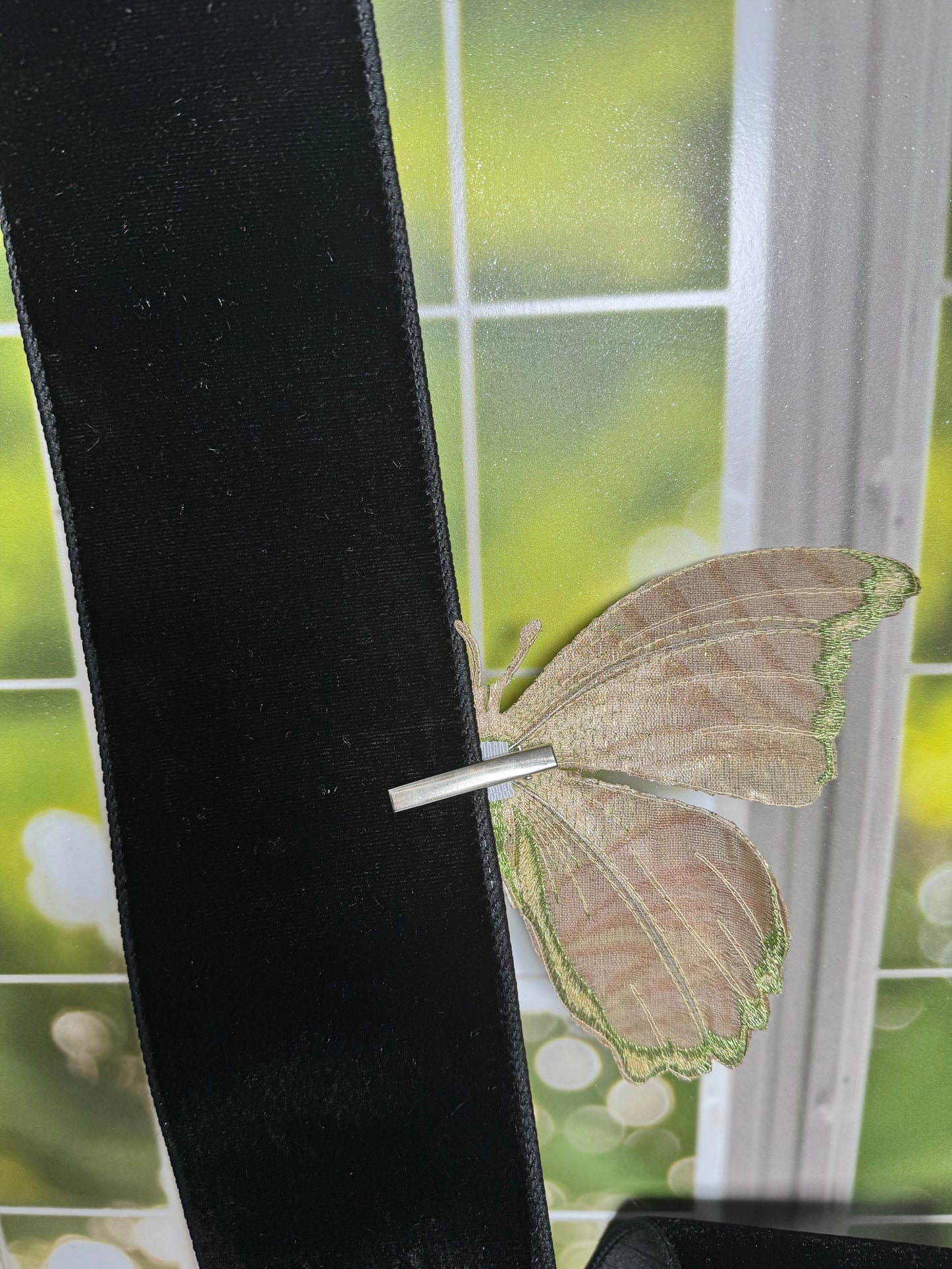 9.5” METALLIC JACQUARD WAVE BUTTERFLY CLIP, GOLD BROWN - Burlap and Bling Decor