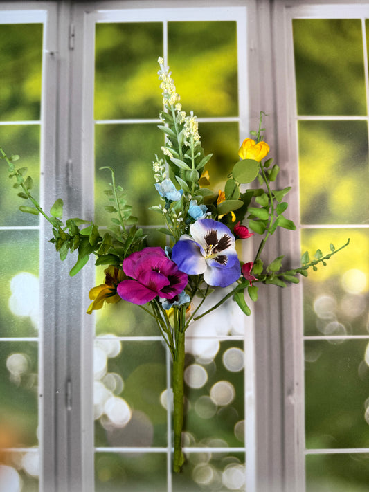 PANSY PICK, 12", YELLOW/PURPLE/BLUE - Burlap and Bling Decor