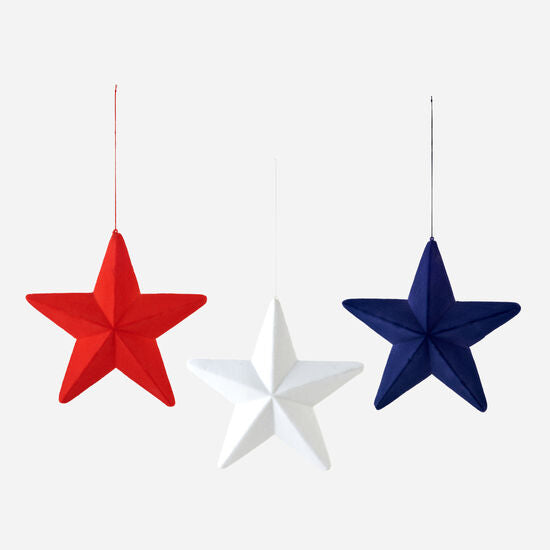 Flocked Hanging Stars - Burlap and Bling Decor