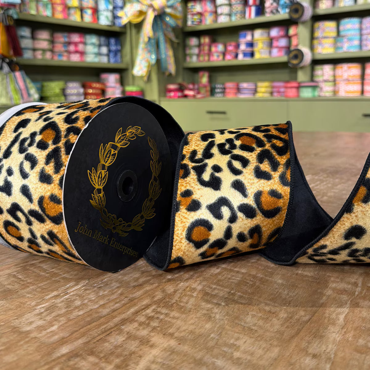 1" X 10 YDS Dupion Fused Leopard Pattern