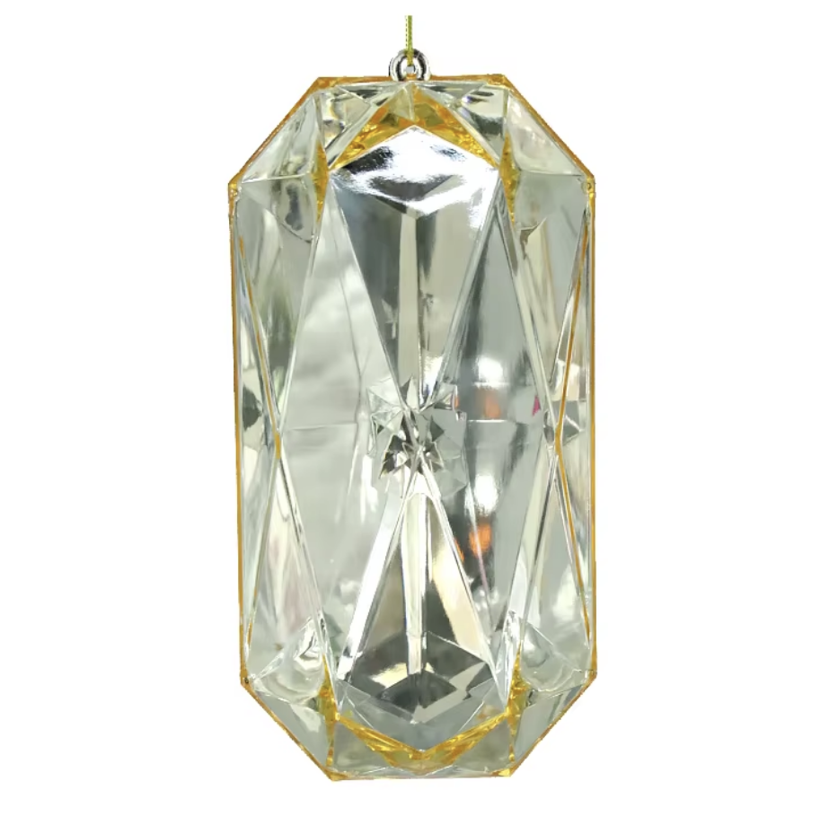 9" Emerald Cut Jewel Light Gold - Burlap and Bling Decor