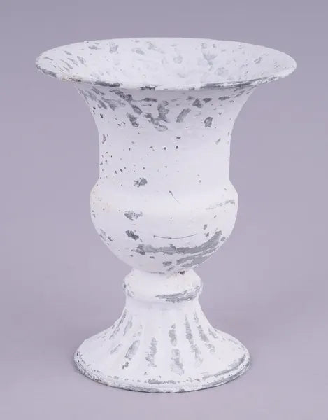 6.25"X 5" MINI TIN PLANTER ANTIQUE WHITE - Burlap and Bling Decor