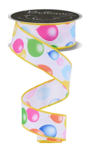 1.5"X10YD BALLOONS WHITE/MULTI