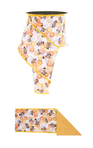 4"X10YD HONEYCOMB BEES/FUSED MULTI YELLOW