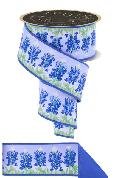 2.5"X10YD BLUEBONNETS/FUSED MULTI BLUE - Burlap and Bling Decor