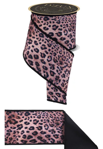 4"X10YD LEOPARD PRINT/FUSED WIRED RIBBON - Burlap and Bling Decor
