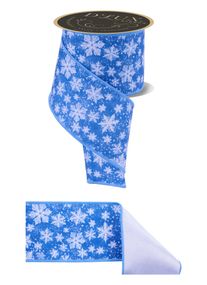 4"X10YD SNOWFLAKES/FUSED MULTI BLUE/WHITE WIRED RIBBON - Burlap and Bling Decor
