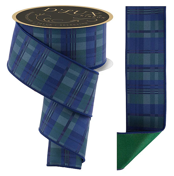 2.5"X10YD PLAID/NAVY BLUE/EMERALD GREEN