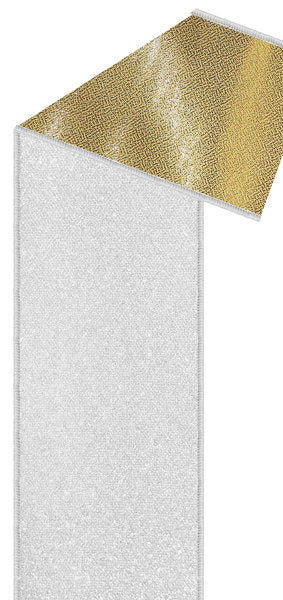 4"X10YD FINE GLITTER/FUSED WHITE/GOLD - Burlap and Bling Decor
