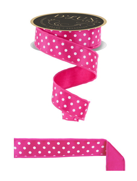 1.5"X10YD SMALL POLKA DOT/FUSED HOT PINK/WHITE