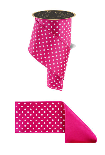 4"X10YD SMALL POLKA DOT/FUSED HOT PINK/WHITE