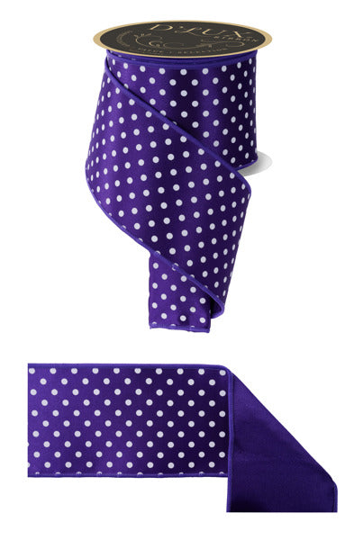 4"X10YD SMALL POLKA DOT/FUSED PURPLE/WHITE - Burlap and Bling Decor