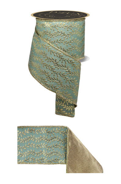 4"X10YD FOIL LEAF GARLAND/FUSED SAGE GREEN/GOLD - Burlap and Bling Decor