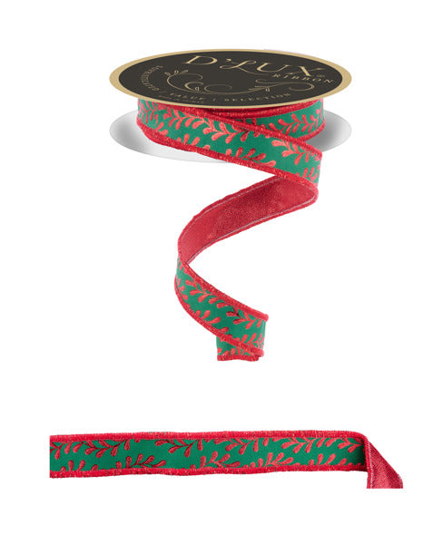7/8"X10YD FOIL LEAF GARLAND/FUSED EMERALD/RED - Burlap and Bling Decor