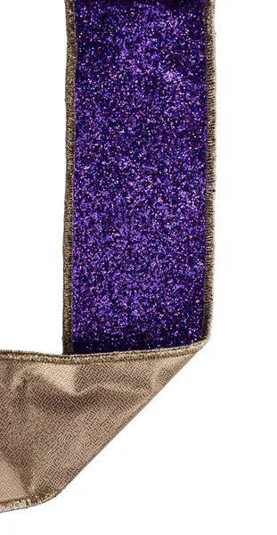 2.5"X10YD LASER GLITTER/FUSED LASER PURPLE/GOLD - Burlap and Bling Decor