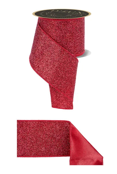 4"X10YD LASER GLITTER/FUSED LASER RED - Burlap and Bling Decor