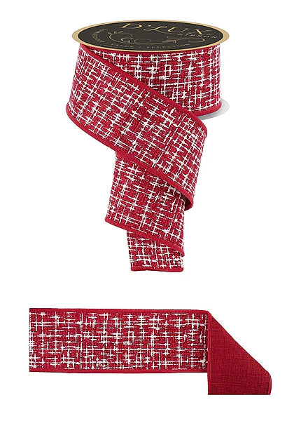 2.5"X10YD KNIT LOOK TEXTURE/BURGUNDY/IVORY