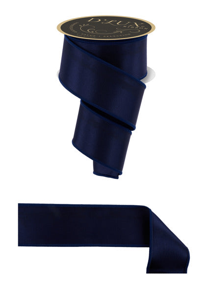 2.5"X10YD SATIN FUSED NAVY BLUE - Burlap and Bling Decor