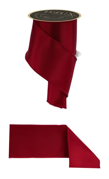 4"X10YD SATIN FUSED DARK RED WIRED RIBBON