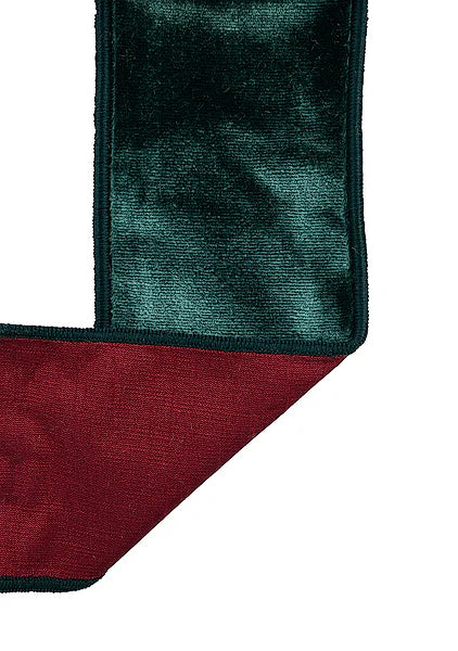 2.5"X10YD VELVET/DUPIONI HUNTER GREEN/BURGUNDY