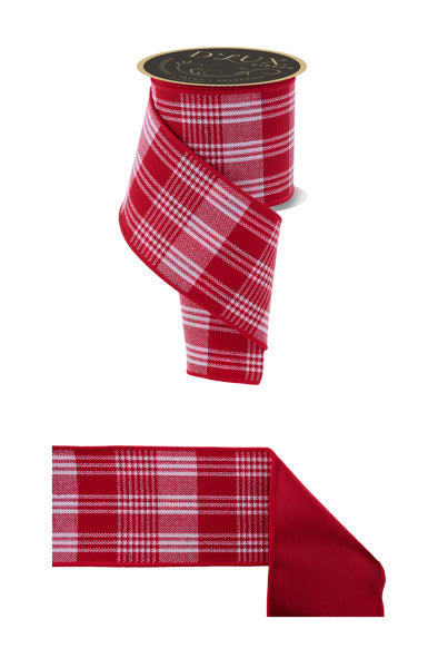 4"X10YD THREE STRIPE CHECK/FUSED RED/WHITE - Burlap and Bling Decor