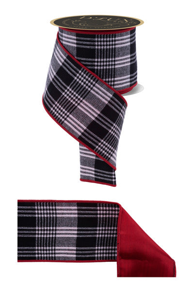 4"X10YD THREE STRIPE CHECK/FUSED BLACK/WHITE/RED - Burlap and Bling Decor