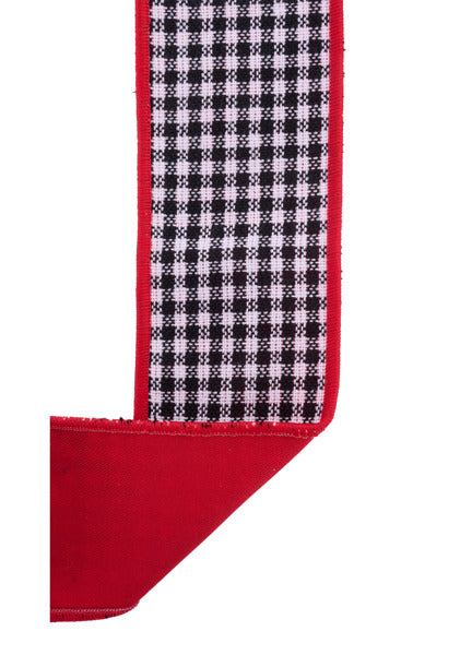 7/8"X10YD MINI CHECK/FUSED BLACK/WHITE/RED - Burlap and Bling Decor