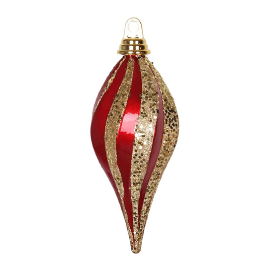 8'' Red-Gold Glitter Swirl Drop Christmas Ornament