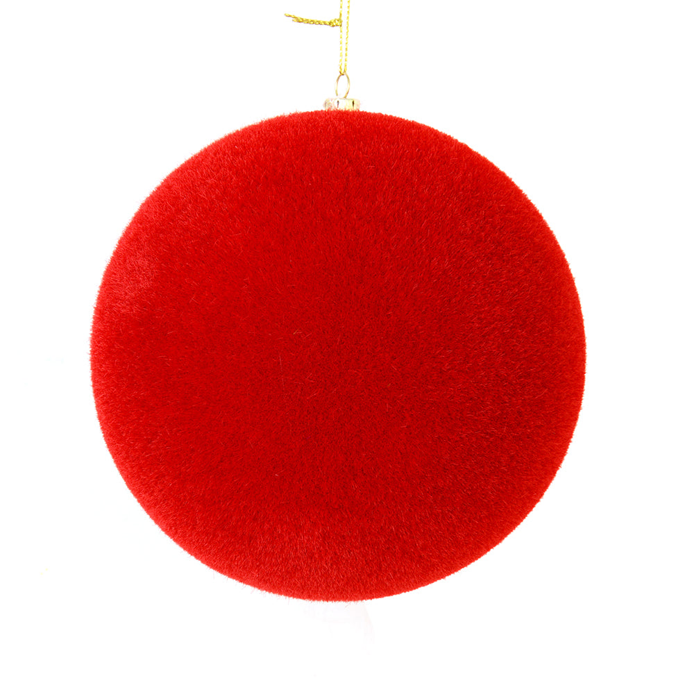 6" Red Flocked Ball Ornament