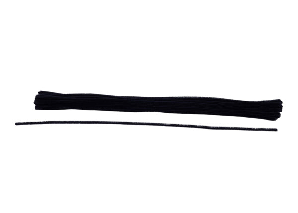 20"L X 6MM CHENILLE STEMS-Black - Burlap and Bling Decor
