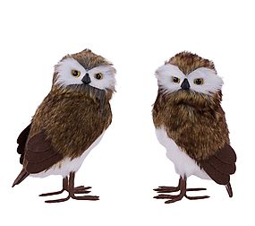 2 ASST 10-11"H FAUX FUR OWL TT BROWN/CREAM