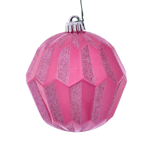 5" Mauve Glitter Faceted Ball Ornament