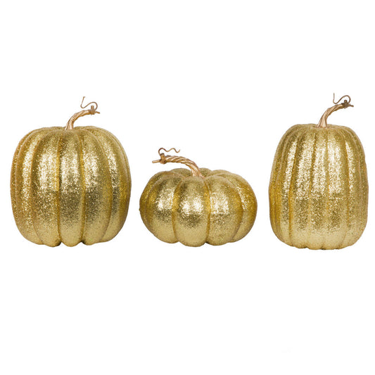 8" Gold Pumpkins Set of 3