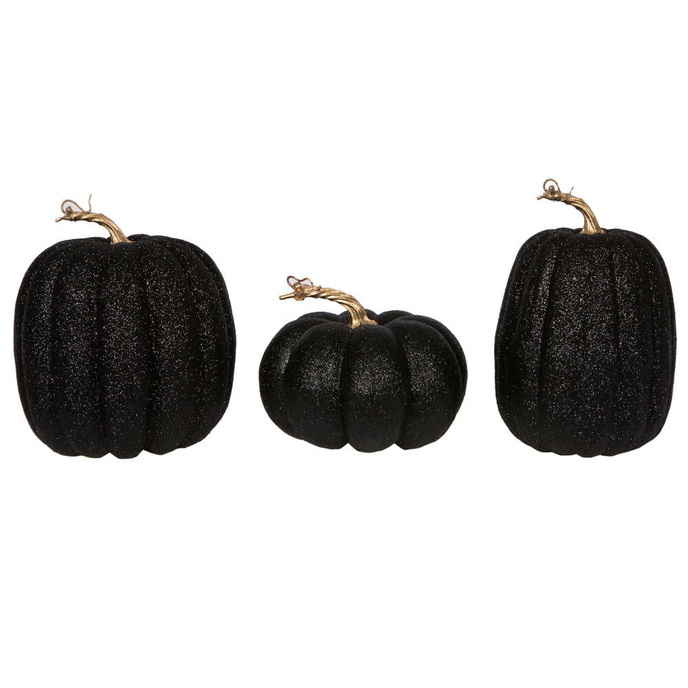 8" Black Pumpkins Set of 3