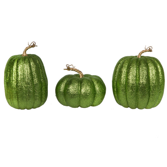 8" Pumpkins Set of 3 Fabric pumpkin with foam inner Lime