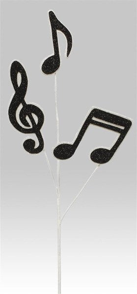 25"H GLITTER/EVA MUSIC NOTE SPRAY WHITE/BLACK - Burlap and Bling Decor