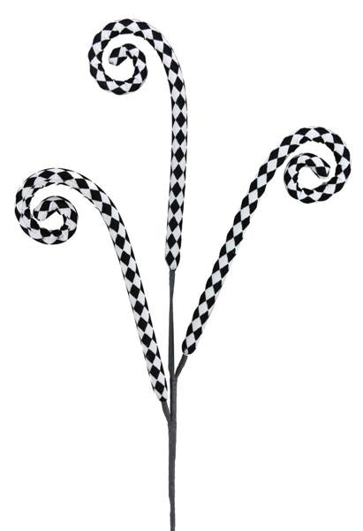31"L HARLEQUIN TUBING COIL SPRAY- Black/White - Burlap and Bling Decor