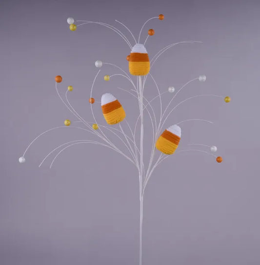 27"L VELVET ROPE CANDY CORN SPRAY YELLOW/ORANGE/WHITE - Burlap and Bling Decor