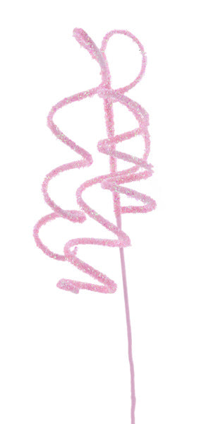 20"L IRID CURLY RIBBON HANGING SPRAY SOFT PINK