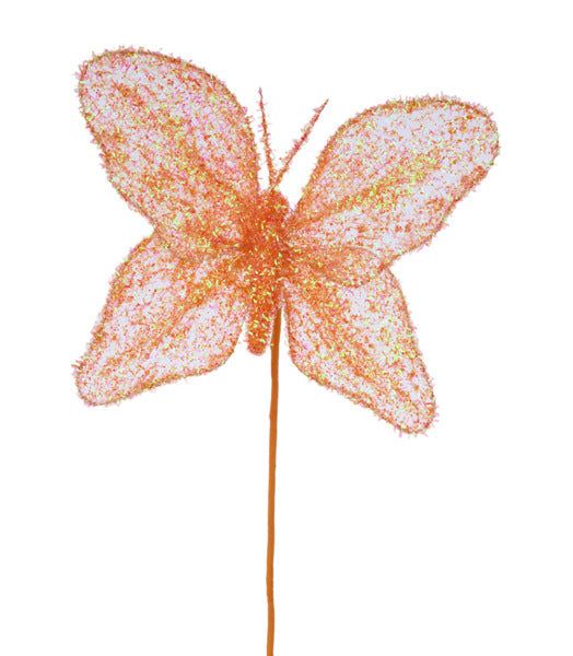 9"W V-CUT FOIL BUTTERFLY PICK, 12"OAL IRIDESCENT ORANGE