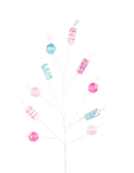 29"L CELLO WRAPPED CANDY SPRAY PINK/LT PINK/BLUE - Burlap and Bling Decor