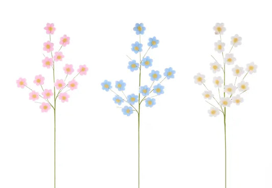 28"L FLEECE FLOWER SPRAY 3 ASST PINK, BLUE, WHITE - Burlap and Bling Decor