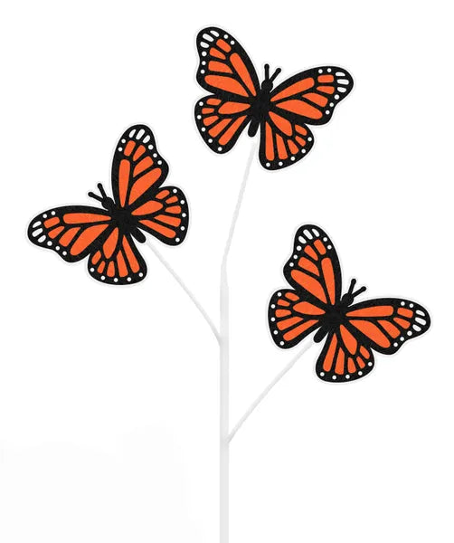 23"L FELT MONARCH BUTTERFLIES SPRAY  BLACK/ORANGE/WHITE - Burlap and Bling Decor