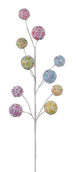 27"L DRIZZLE/SPRINKLES/GLTTR BALL SPRAY PINK/GRN/YLW/LAV/BLUE/WHT - Burlap and Bling Decor
