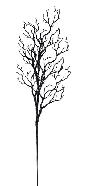 42"L BUBBLE GLITTER TWIG SPRAY BLACK - Burlap and Bling Decor